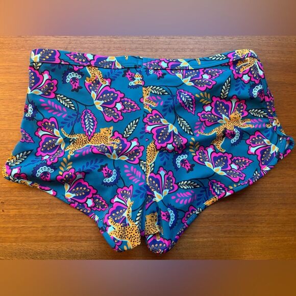 Boden Teal and Pink Patterned Swim shorts - Picture 5 of 7